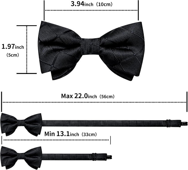 DiBanGu Boys Pre-tied Bow Tie,Silk Adjustable Bowtie and Pocket Square for Age 8-14 Kids Bowtie Wedding School Ceremony Party - Image 4